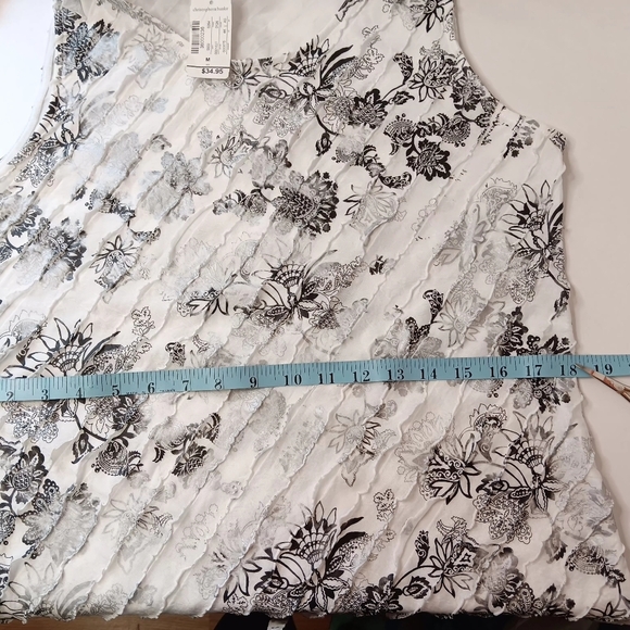 Christopher & Banks top blouse, size M, ruffles,glitter,silver,Boho. - Picture 7 of 14